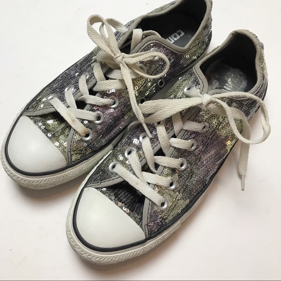 converse silver sequin sneakers